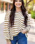 Fatima Patchwork Lantern Sleeve Blouse