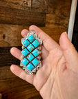 Big Ring - adjustable - kingman turquoise ring and sterling silver