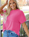Madison Plain Corded Knit Mock Neck Top