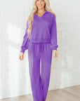 Solid Collared Top and Central Seam Pants Set