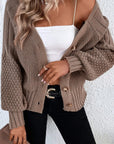 Textured Knit Button Front V-Neck Cardigan