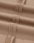Light French Beige Flower Striped Patchwork Puff Sleeve Loose PLUS Sweatshirt