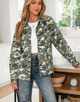 Camo Denim Chest Pocket Buttoned Jacket