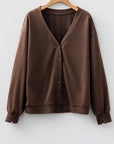 Solid Button Front V-Neck Cardigan