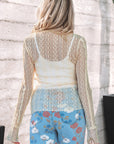 Lace Mock Neck Flounce Long Sleeve Top