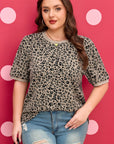 Plus Size Leopard Textured Short Sleeve T-Shirt