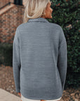 Ribbed Knit Flap Pocket Button-Up Shacket