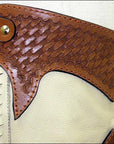 Hilason Bull Riding Chinks Chaps Pro Rodeo Western Smooth Leather Black & White