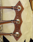 Hilason Bull Riding Chinks Chaps Pro Rodeo Western Smooth Leather Black & White