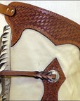 Hilason Bull Riding Chinks Chaps Pro Rodeo Western Smooth Leather Black & White