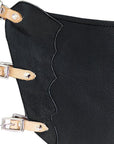 Hilason Western Bull Riding Chinks Chaps Adult Pro Rodeo Bronc Leather Black