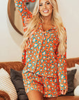 Leopard Long Sleeve Shirt and Shorts Pajama Set