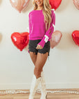 Bow Cut-Out Round Neck Sweater