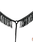 Black Horse Breast Collar Flat Braided Paracord Crystal Fringes Hilason