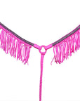 Black Horse Breast Collar Flat Braided Paracord Crystal Fringes Hilason
