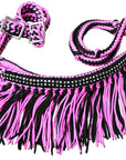 1" X 8Ft Hilason Braided Barrel Horse Racing Reins Knots Fringe Crystal