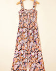 Floral Smocked High Waist Square Neck Jumpsuit