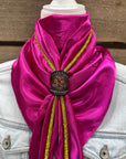 35X35" Solid Fuchsia Wild Rag / Scarf - Leather Slide and Bolo Tie