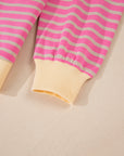 Stripe Colorblock Drop Shoulder Oversized Sweatshirt
