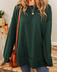 Oversized Drop Shoulder Split Hem Sweatshirt