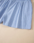 Plus Size Gingham Plaid Ruffle Contrast Trim Shorts