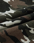Camo Splatter Distressed Tie Waist Denim Pants