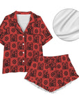 Baha Ranch Colores de Mexico Red Flamenco Mexican Tile Talavera Floral Satin Pajamas