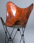 Genuine Leather Butterfly Chair Folding Lounge Modern Sling Accent Seat