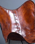 Genuine Leather Butterfly Chair Folding Lounge Modern Sling Accent Seat