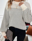 Dotted Colorblock Lantern Sleeve Sweater