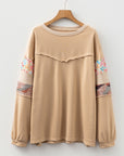 Plus Size Floral Patchwork Reverse Seam Top