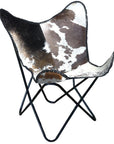 Genuine Leather Butterfly Chair Folding Lounge Modern Sling Accent Seat