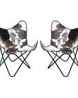 Genuine Leather Butterfly Chair Folding Lounge Modern Sling Accent Seat