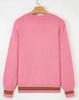 Western See You Cowboy Embroidered Stripe Cuff Sweater