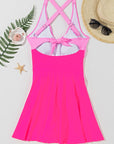 Colorblock Crisscross Straps Tie Back Flared Swimsuit