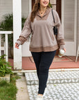 Goat Waffle Contrast Patchwork Plus Size Pocketed Hoodie