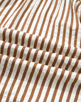 Stripe Shirred V-Neck Short Puff Sleeve Blouse