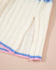Stripe Ribbed Dolman Sleeve V-Neck Sweater