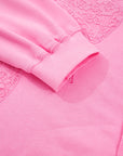 Plus Size Bow Tie Lace Embroidered Dolman Sweatshirt