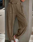 Solid Mineral Wash Jogger Style Pants