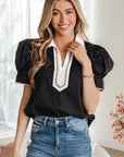Remington Collar Short Sleeve Blouse