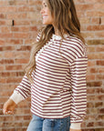 Stripe Long Sleeve Henley Top