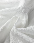 Solid Crinkled Lantern Sleeve Buttoned Shirt