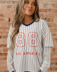 88 LOS ANGELES Stripe Lace Patchwork Top