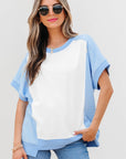 Colorblock Exposed Seam Crew Neck T-Shirt