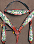 Hilason Western Horse Breast Collar Headstall American Leather Camouflage Mahogany