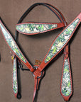 Hilason Western Horse Breast Collar Headstall American Leather Camouflage Mahogany