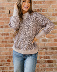 Leopard Patchwork Crew Neck Sweatshirt