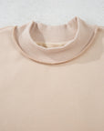 Solid Mock Neck Drop Shoulder Oversize Sweatshirt