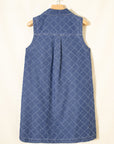 Denim Textured Collared V-Neck Sleeveless Mini Dress